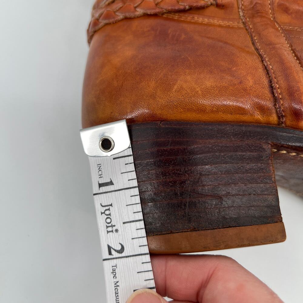 Vintage Father and Son Western Boots Mens 8.5 D Cognac Brown Leather Belted READ - Picture 12 of 14